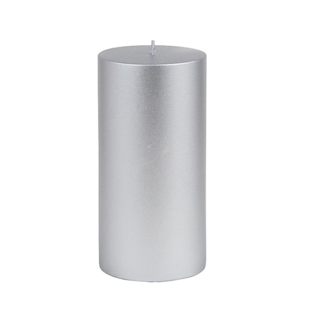 Jeco CPZ-106 3 X 6 In. Pillar Candle; Metallic Silver